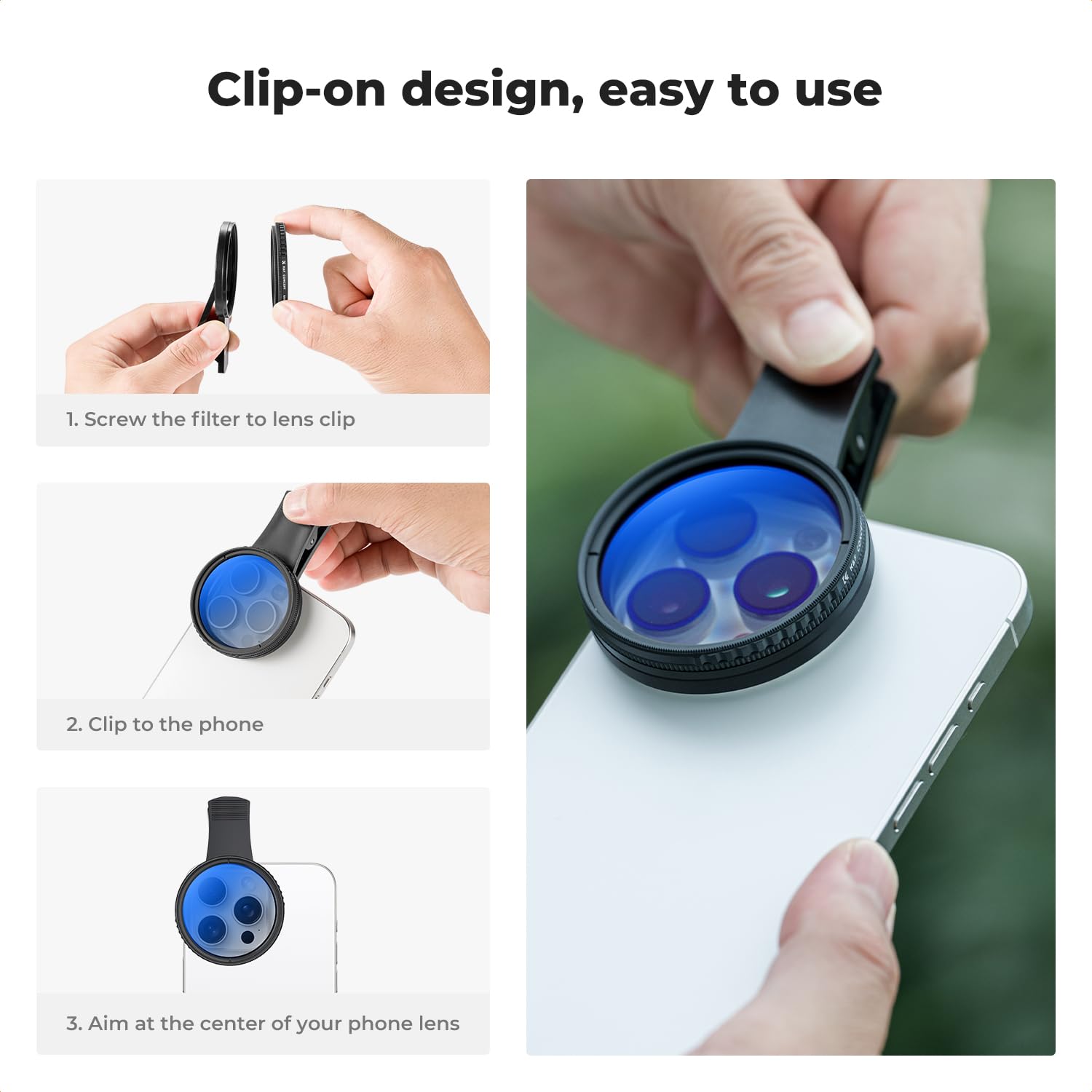 52mm Clip-On CPL Phone Camera Filter Kit