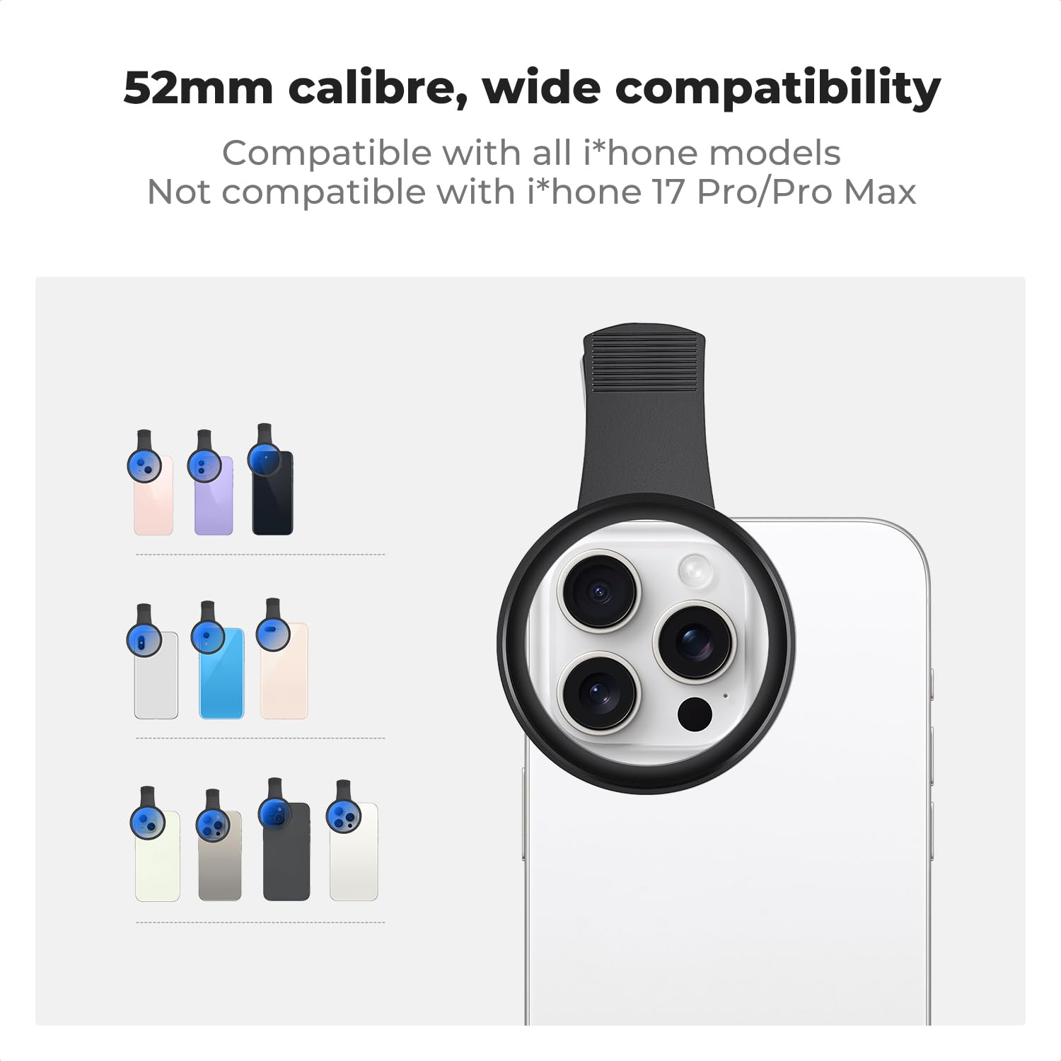 52mm Clip-On CPL Phone Camera Filter Kit