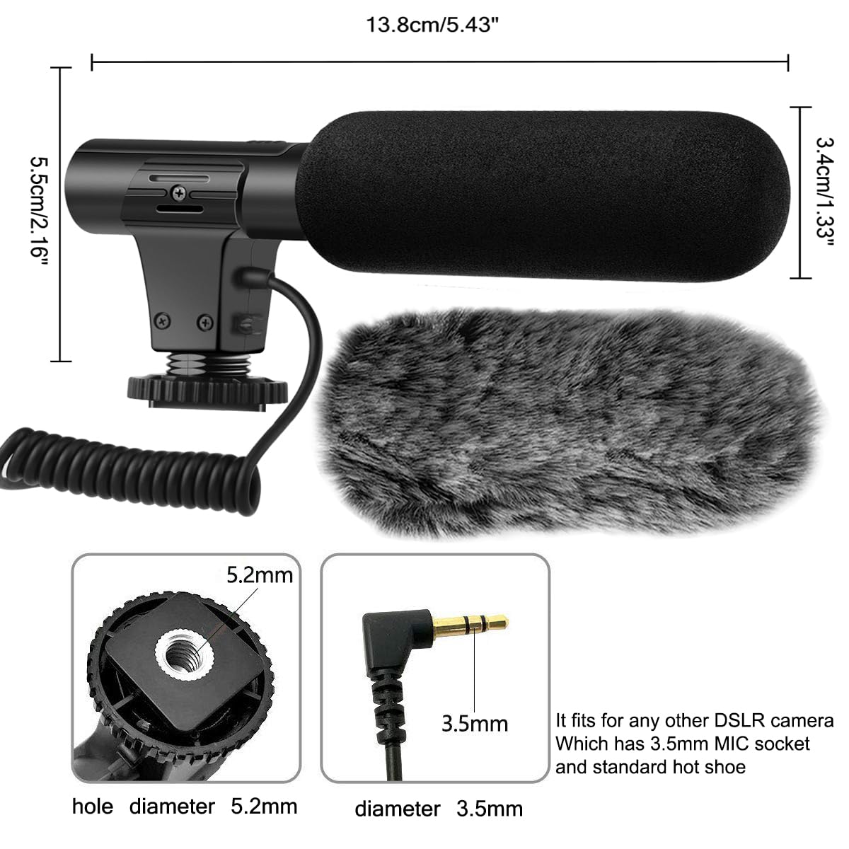 Shotgun Camera Microphone with Windscreen