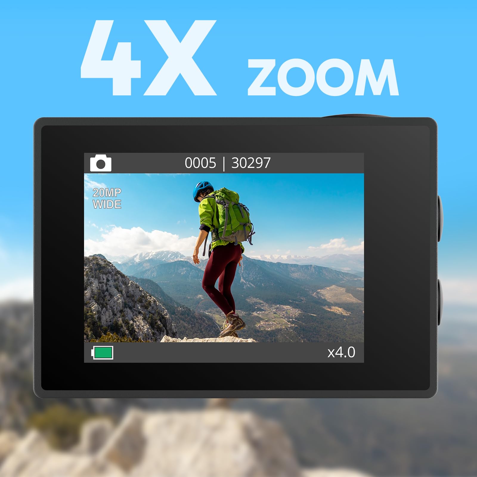 4K Action Camera 20MP Waterproof Camera