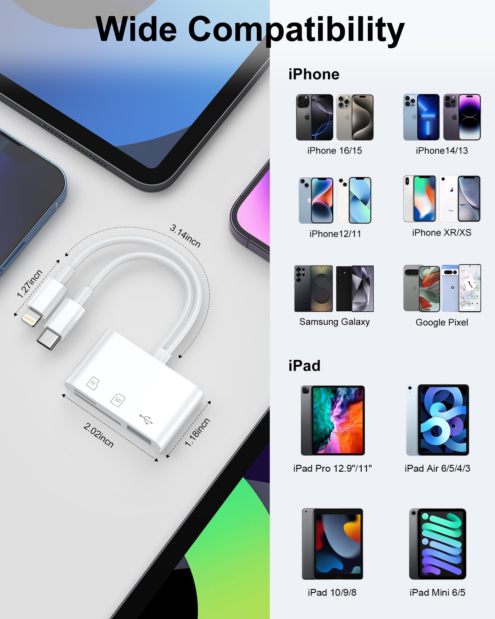 SD Card Reader for iPhone & USB-C Devices
