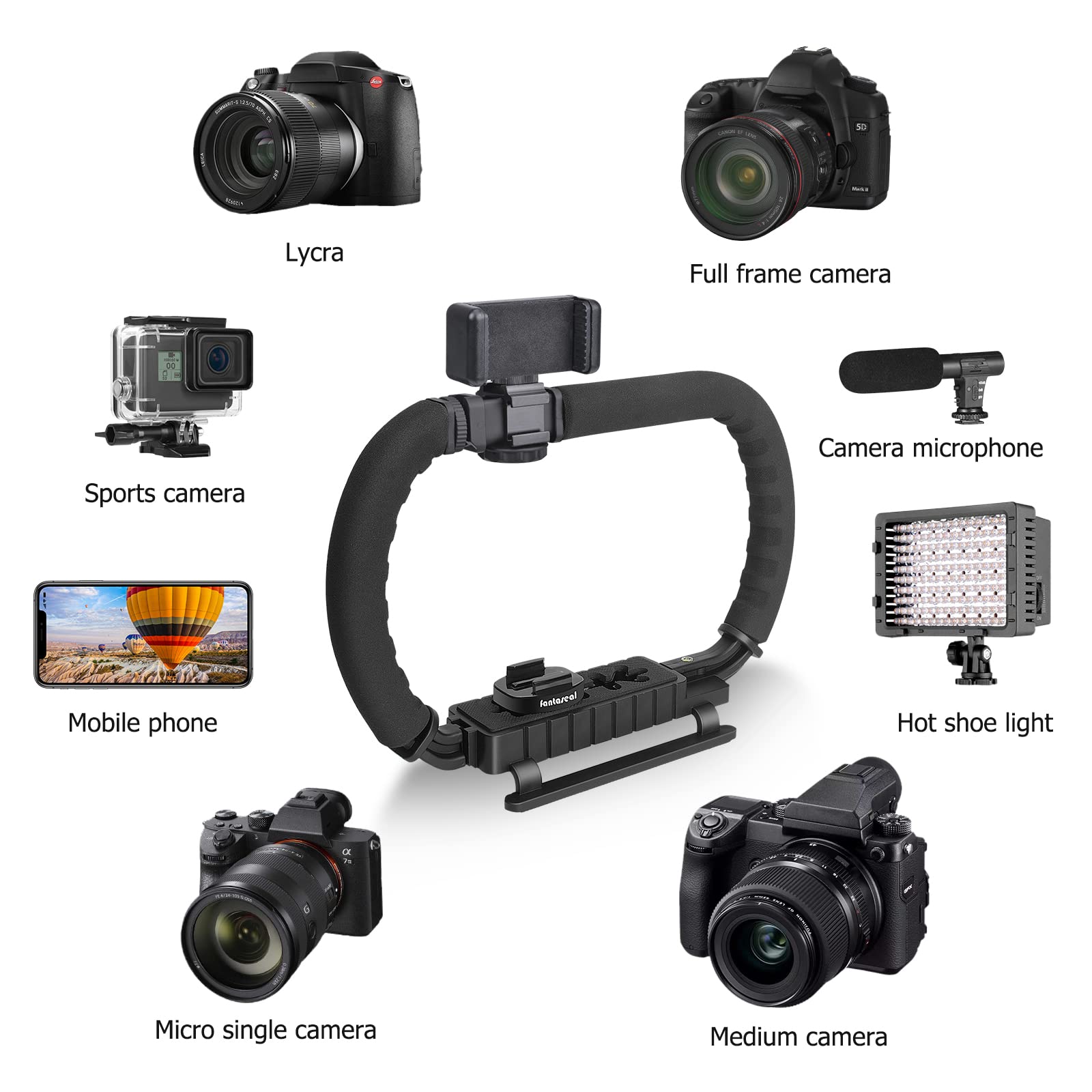 Camera Stabilizer Rig with 3-Shoe Mount