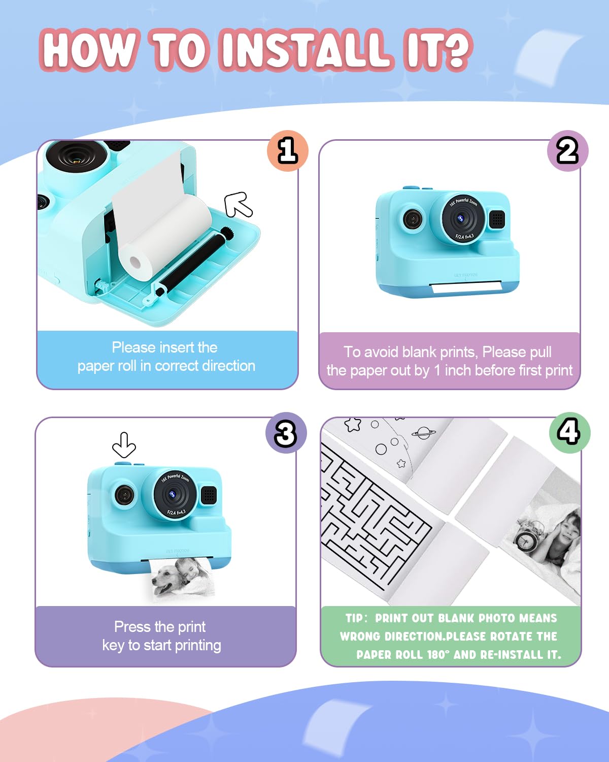 Kids Instant Print Camera 2.4" Screen
