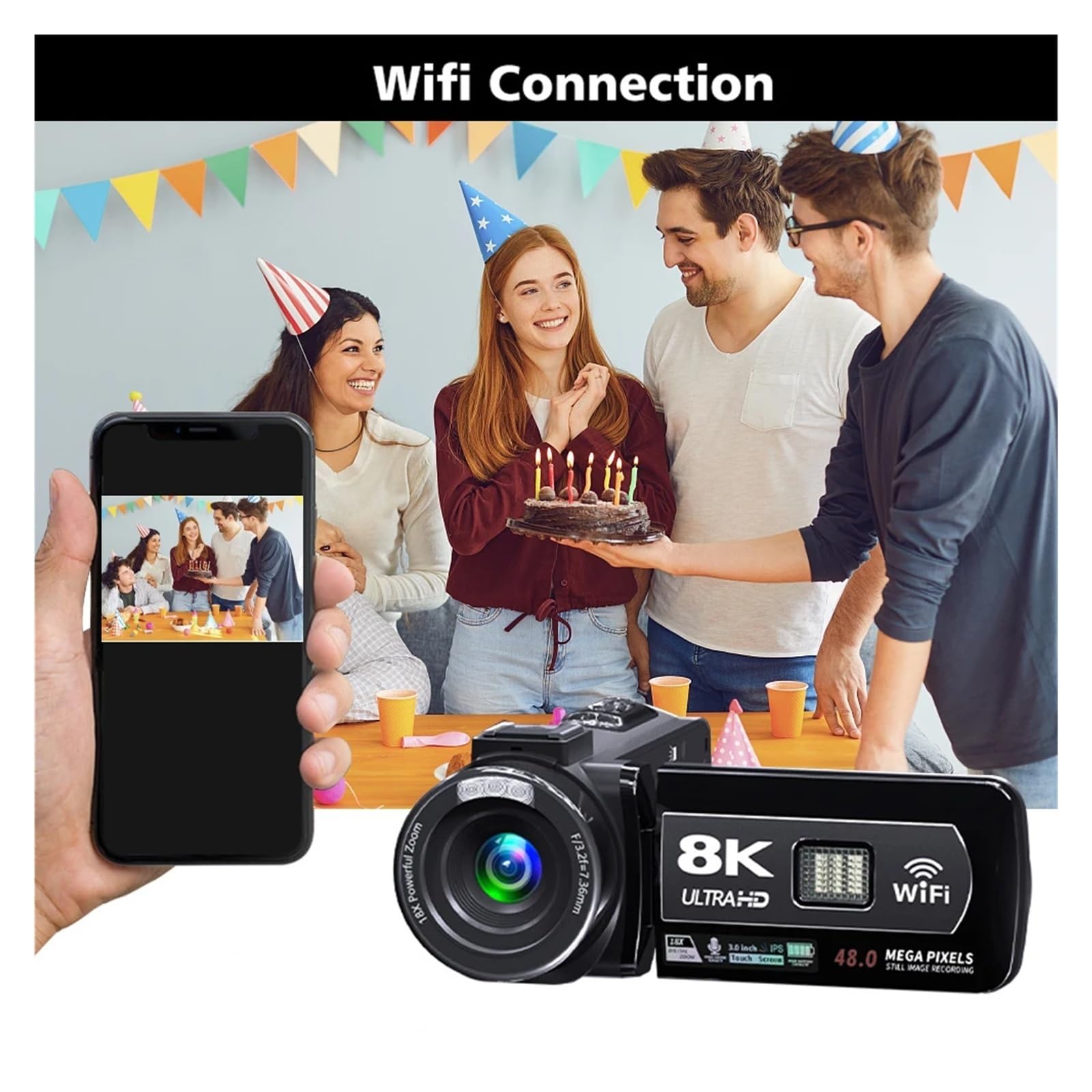 8K Digital Camera 48MP 18X Zoom