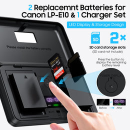 LP-E10 Battery & Dual USB Charger Kit