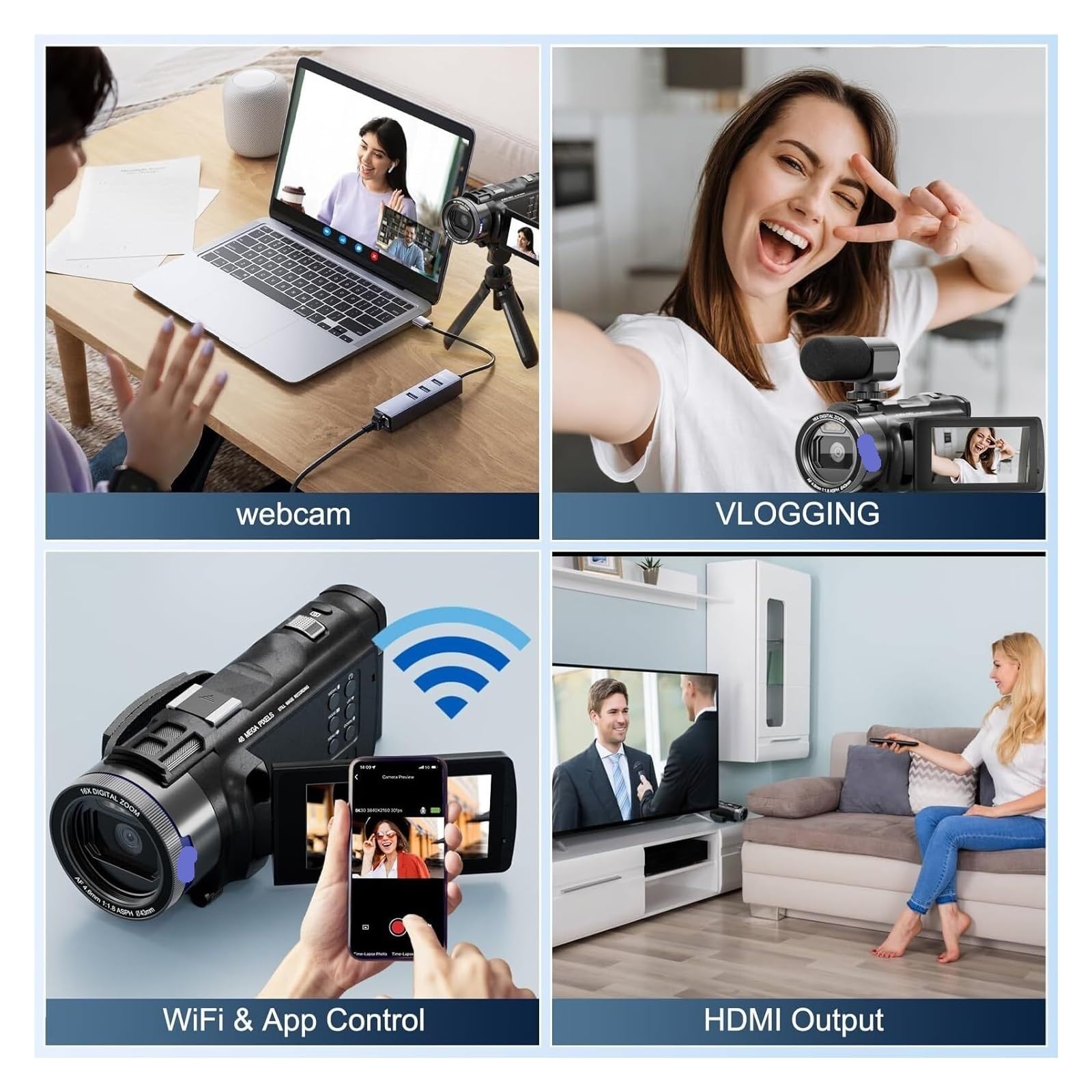 4K Camcorder 48MP 16X Zoom
