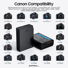 LP-E10 Battery & Dual USB Charger Kit