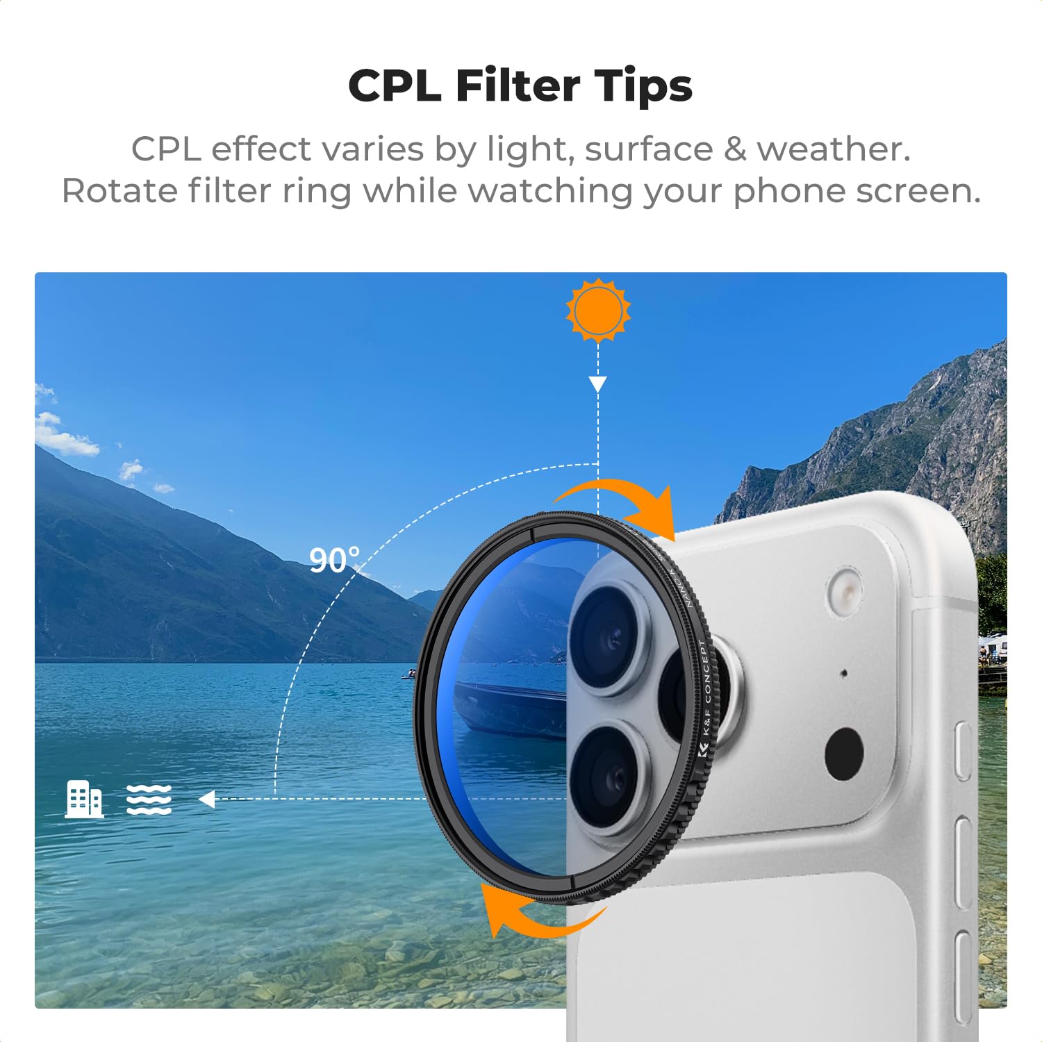 52mm Clip-On CPL Phone Camera Filter Kit