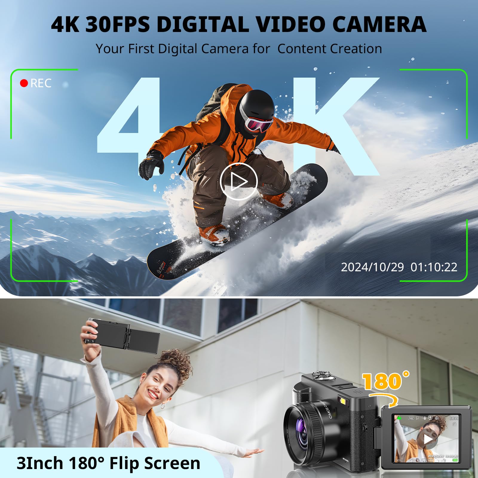 48MP 4K Vlogging Camera 16X Zoom