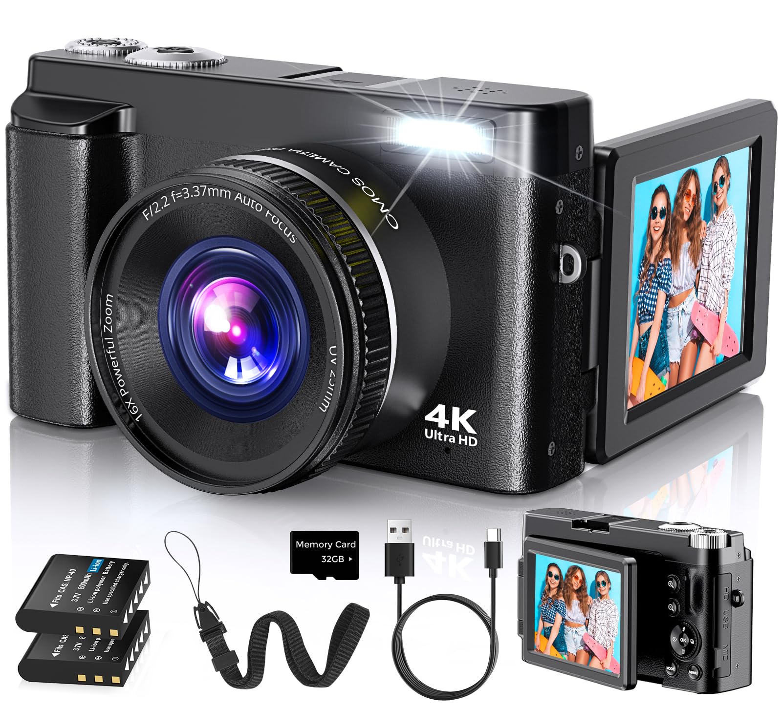 48MP 4K Vlogging Camera 16X Zoom