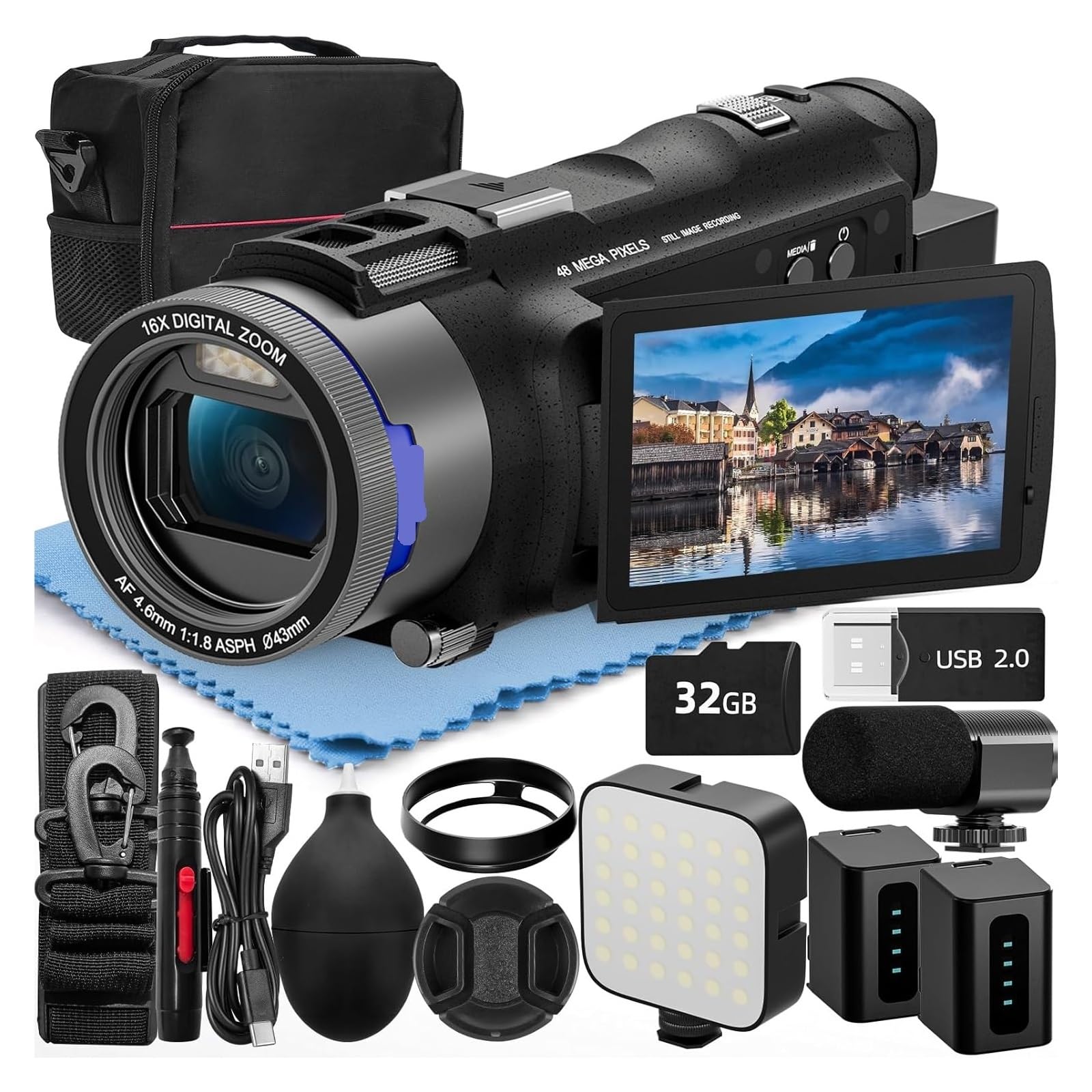 4K Camcorder 48MP 16X Zoom