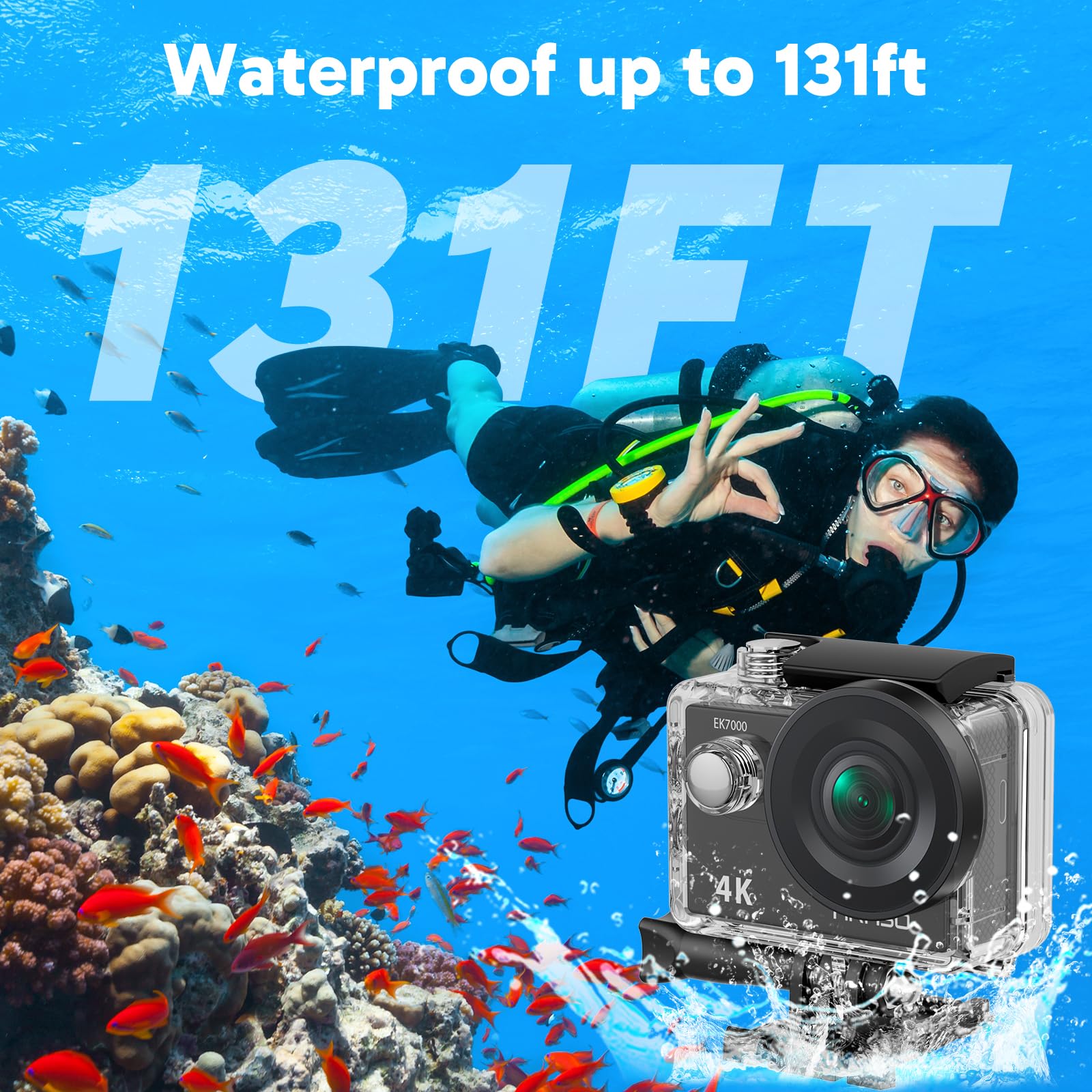 4K Action Camera 20MP Waterproof Camera