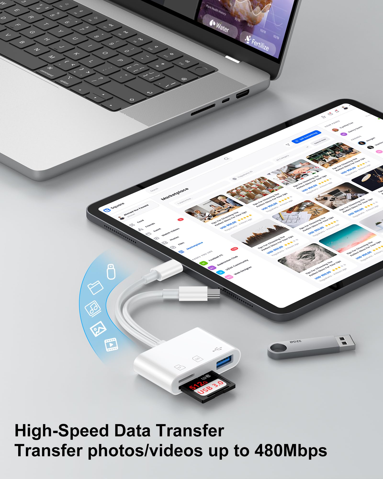 SD Card Reader for iPhone & USB-C Devices