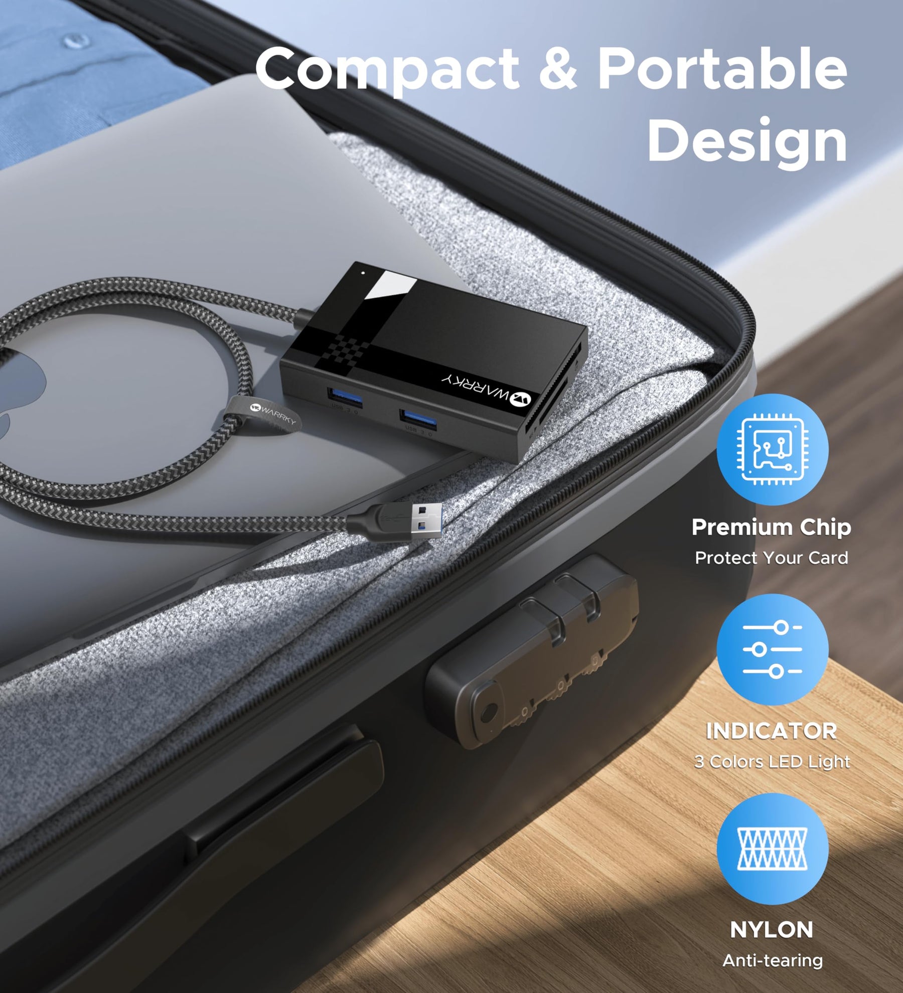 Warrky 7-in-1 USB Card Reader Hub