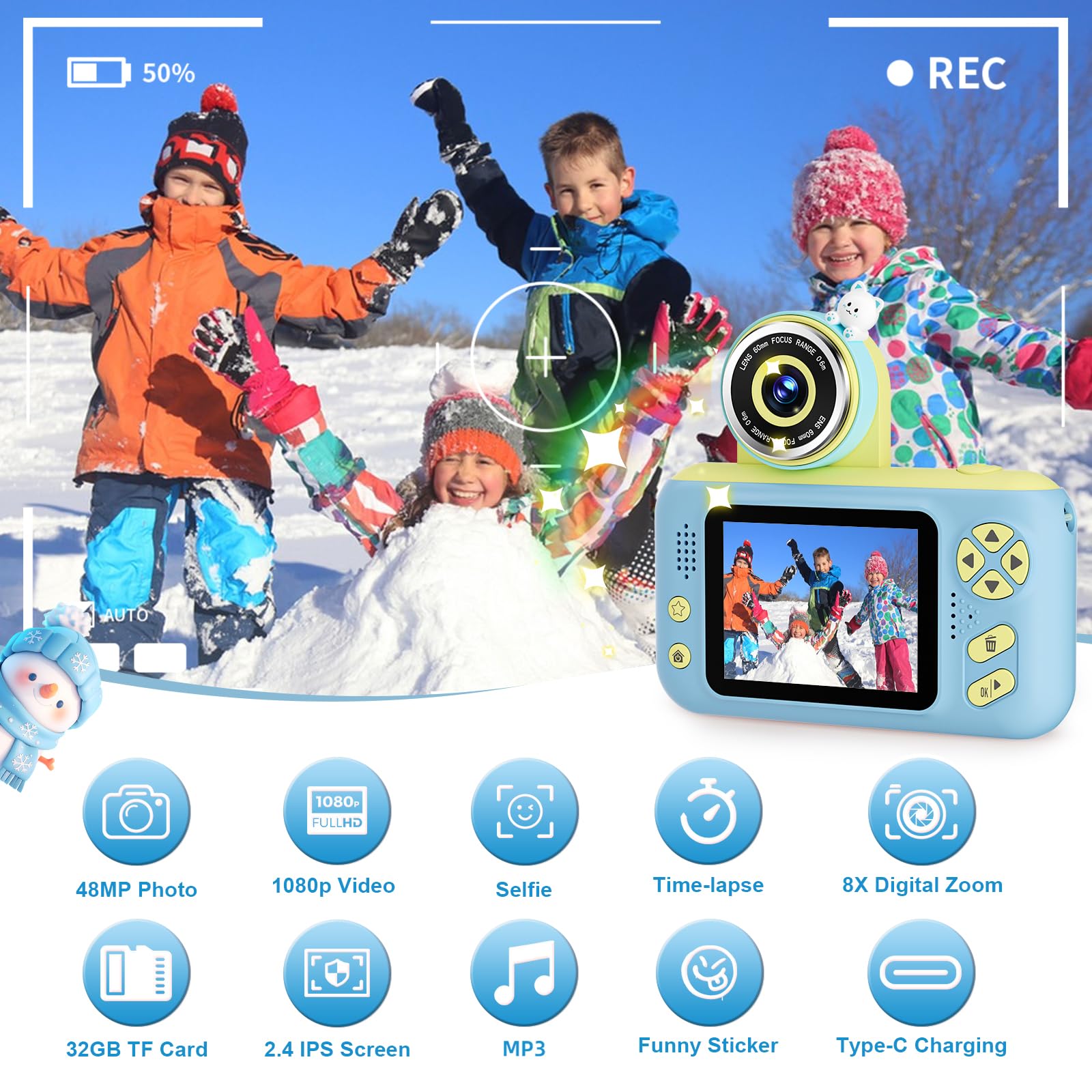 Kids Digital Camera with 32GB SD Card